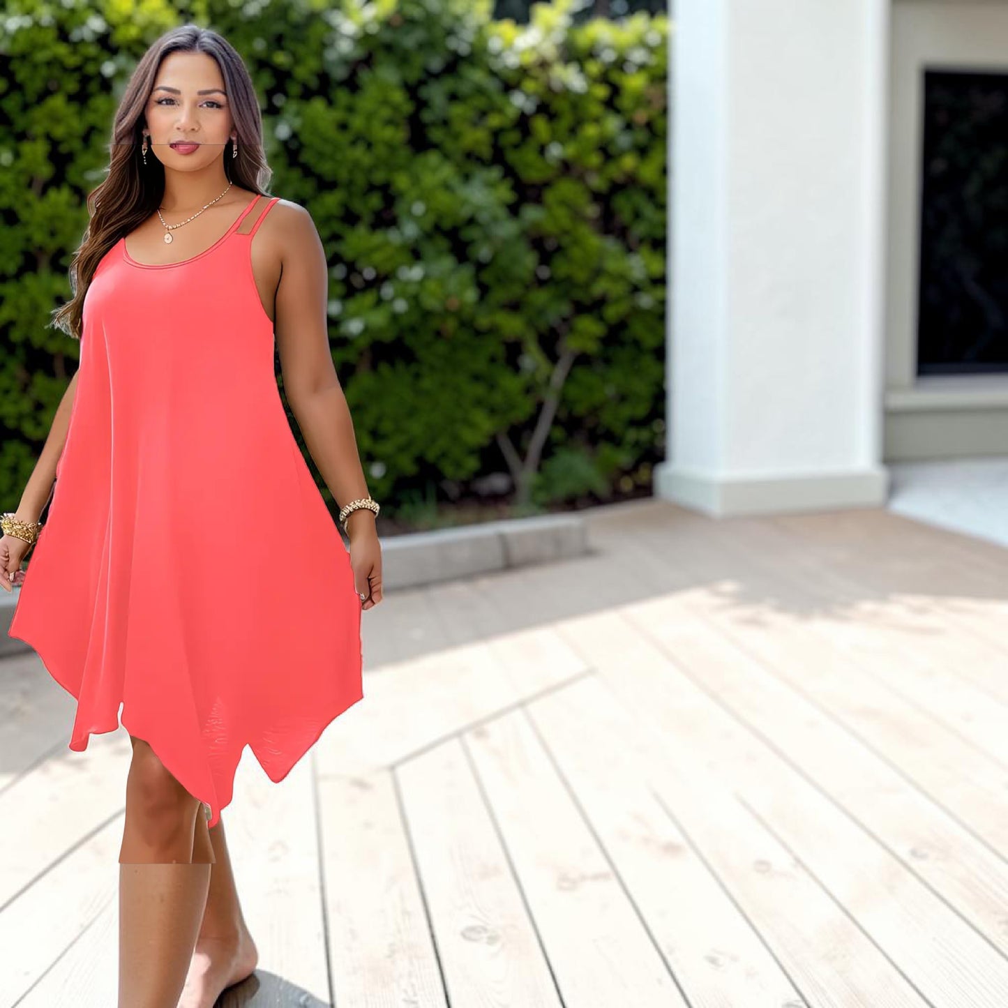 Robe Fluide Corail Femme – Coupe Ample & Élégante Été - Everia Shop