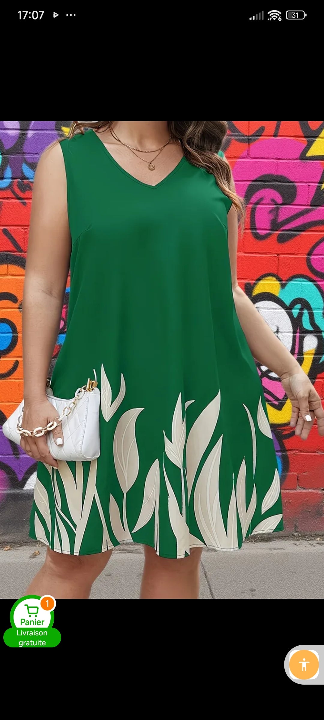 Robe Fluide Grande Taille Col V – Motif Feuilles Élégante Été - Everia Shop
