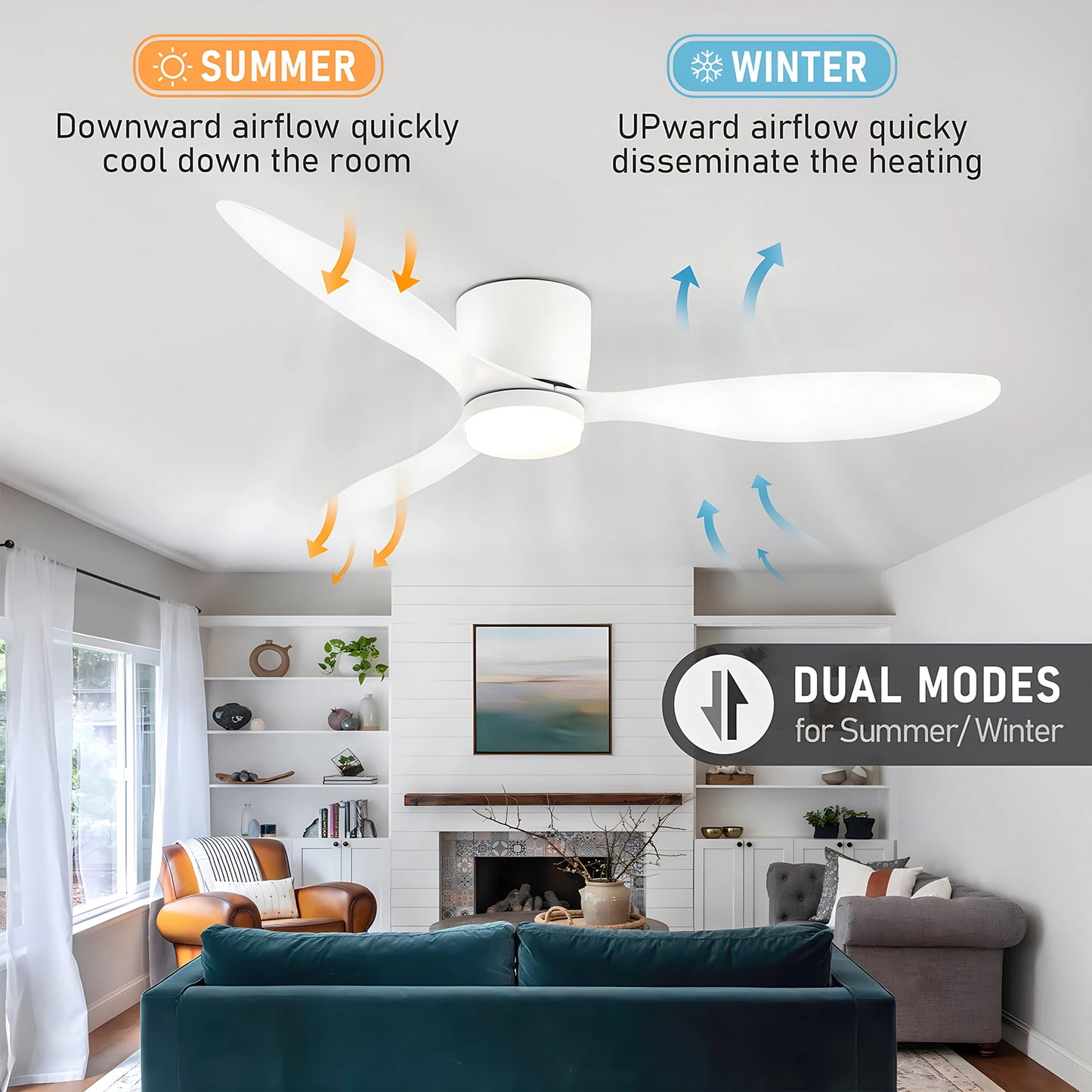 Modern Simplicity 52-inch Ceiling Fan with Light Strong Wind Electric Household Fan with Remote Control for Restaurant