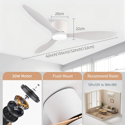 Modern Simplicity 52-inch Ceiling Fan with Light Strong Wind Electric Household Fan with Remote Control for Restaurant
