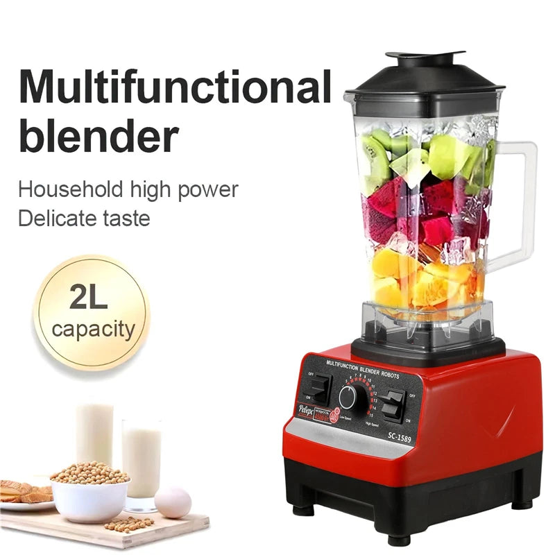 2 in 1 Electric Blender 2000W High Power Heavy due Commercial Blender Food Processor Ice cookies