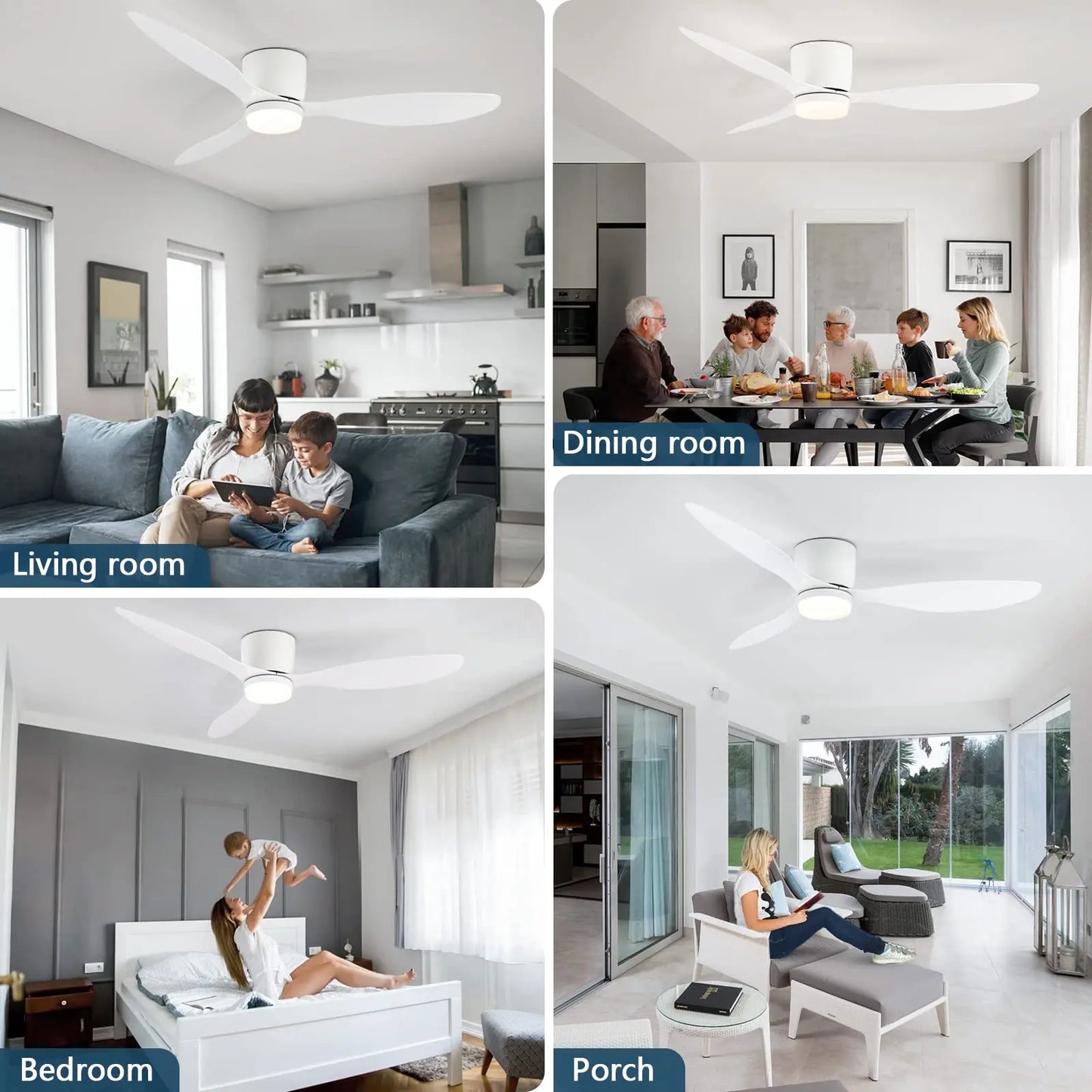 Modern Simplicity 52-inch Ceiling Fan with Light Strong Wind Electric Household Fan with Remote Control for Restaurant