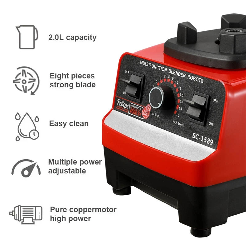 2 in 1 Electric Blender 2000W High Power Heavy due Commercial Blender Food Processor Ice cookies