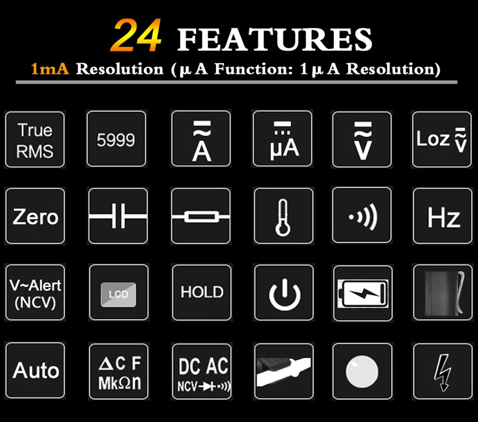 BSIDE ACM91 Digital Clamp Meter 1mA Precision Ammeter Clamp DC AC 100A Professional Multimeter Car Amvoltmeter Tester