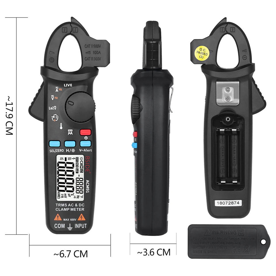 BSIDE ACM91 Digital Clamp Meter 1mA Precision Ammeter Clamp DC AC 100A Professional Multimeter Car Amvoltmeter Tester