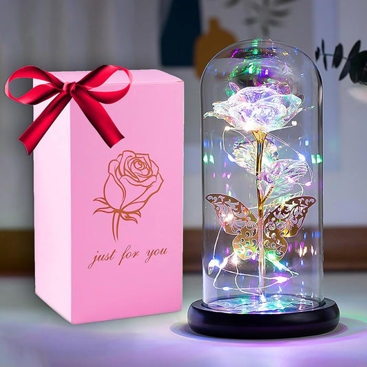 Coffret Rose Éternelle avec Lumières LED