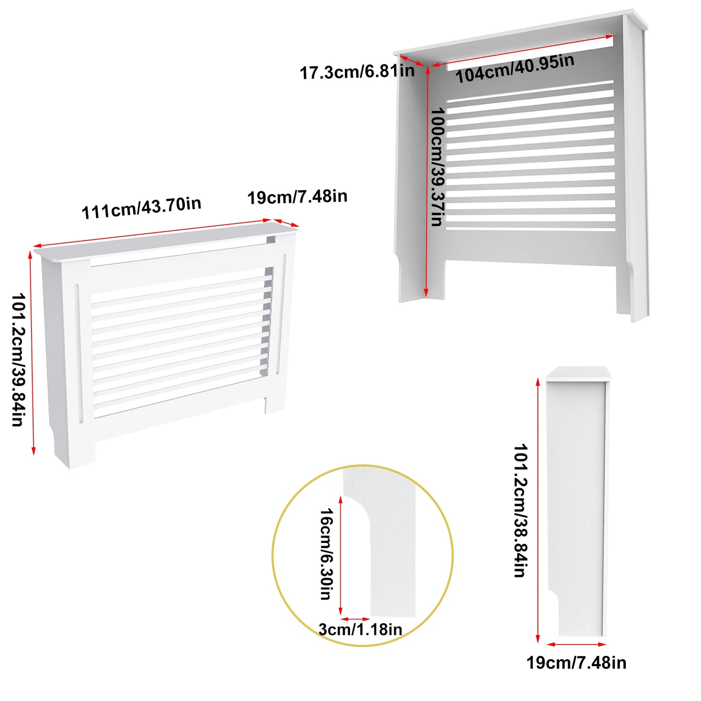 Wood Radiator Cover Cabinet White Horizontal Slat Heater Covers Modern Tall Radiator Shelf