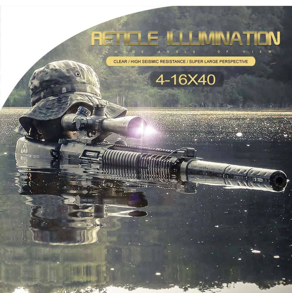 4-16X40 AOEG Rifle Scopes Red and Green Illuminated Hunting Scopes Tactical Optical Scope Riflescopes Airsoft Sight