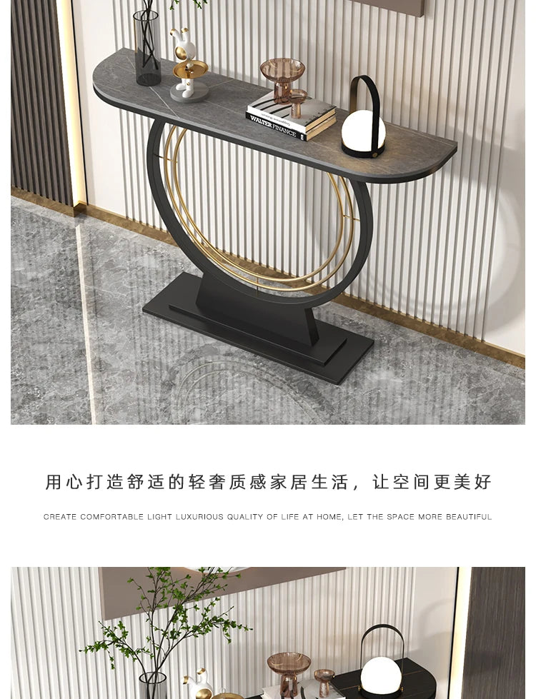 Light luxury rock slab entrance table against the wall Entry entrance cabinet Modern simple ultra-narrow decorative end view tab