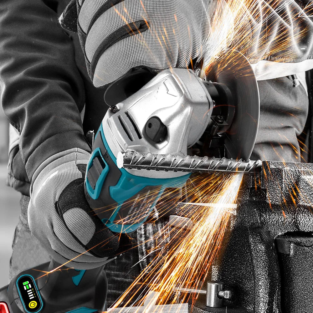 YOFIDRA 125mm Brushless Angle Grinder 14MM Cordless Cutting Polishing Cutting Machine Power Tool For Makita Battery Pin