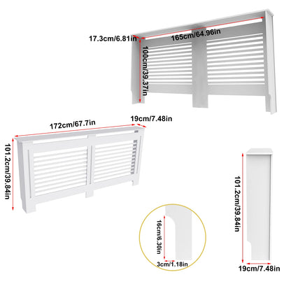 Wood Radiator Cover Cabinet White Horizontal Slat Heater Covers Modern Tall Radiator Shelf