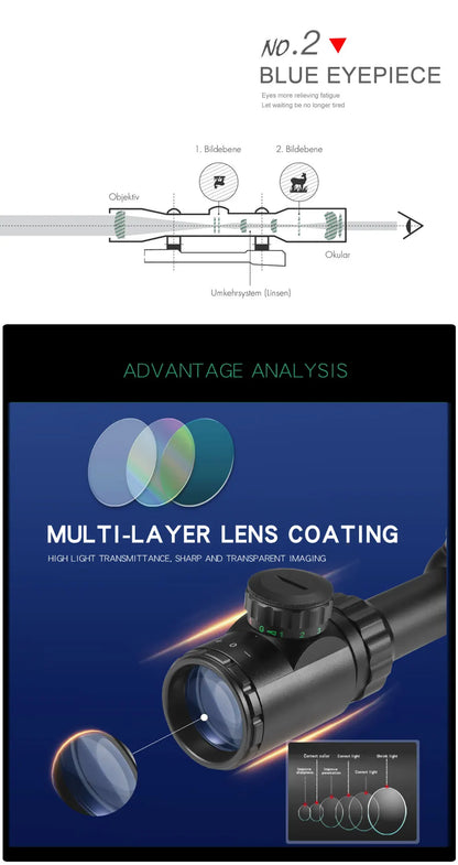 4-16X40 AOEG Rifle Scopes Red and Green Illuminated Hunting Scopes Tactical Optical Scope Riflescopes Airsoft Sight