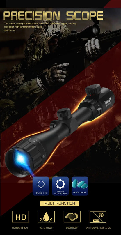 4-16X40 AOEG Rifle Scopes Red and Green Illuminated Hunting Scopes Tactical Optical Scope Riflescopes Airsoft Sight