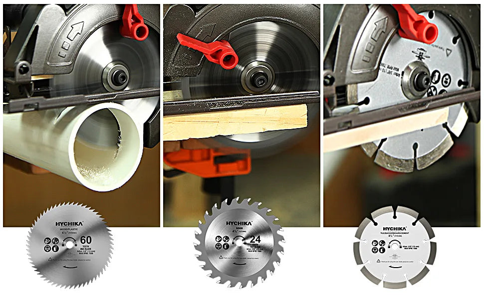 HYCHIKA 750W Circular Saw with 3 Saw Blades 48mm Cutting Depth Power Tools for Cutting Wood Soft Metal Tiles and Plastic