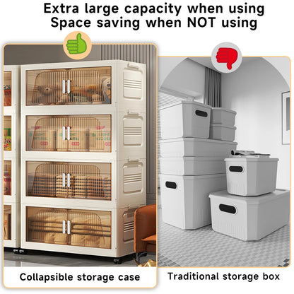 3/4 Layer Folding Storage Cabinet Storages Cabinet Waterproof Dustproof With Swivel Wheel Kitchen Bedroom Living Room Wardrobe