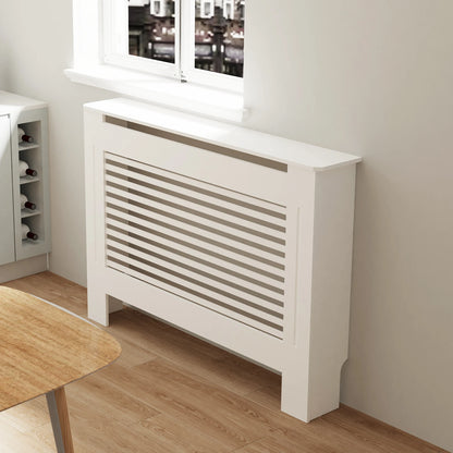 Wood Radiator Cover Cabinet White Horizontal Slat Heater Covers Modern Tall Radiator Shelf