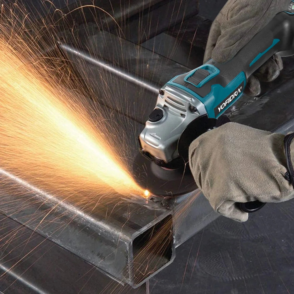YOFIDRA 125mm Brushless Angle Grinder 14MM Cordless Cutting Polishing Cutting Machine Power Tool For Makita Battery Pin