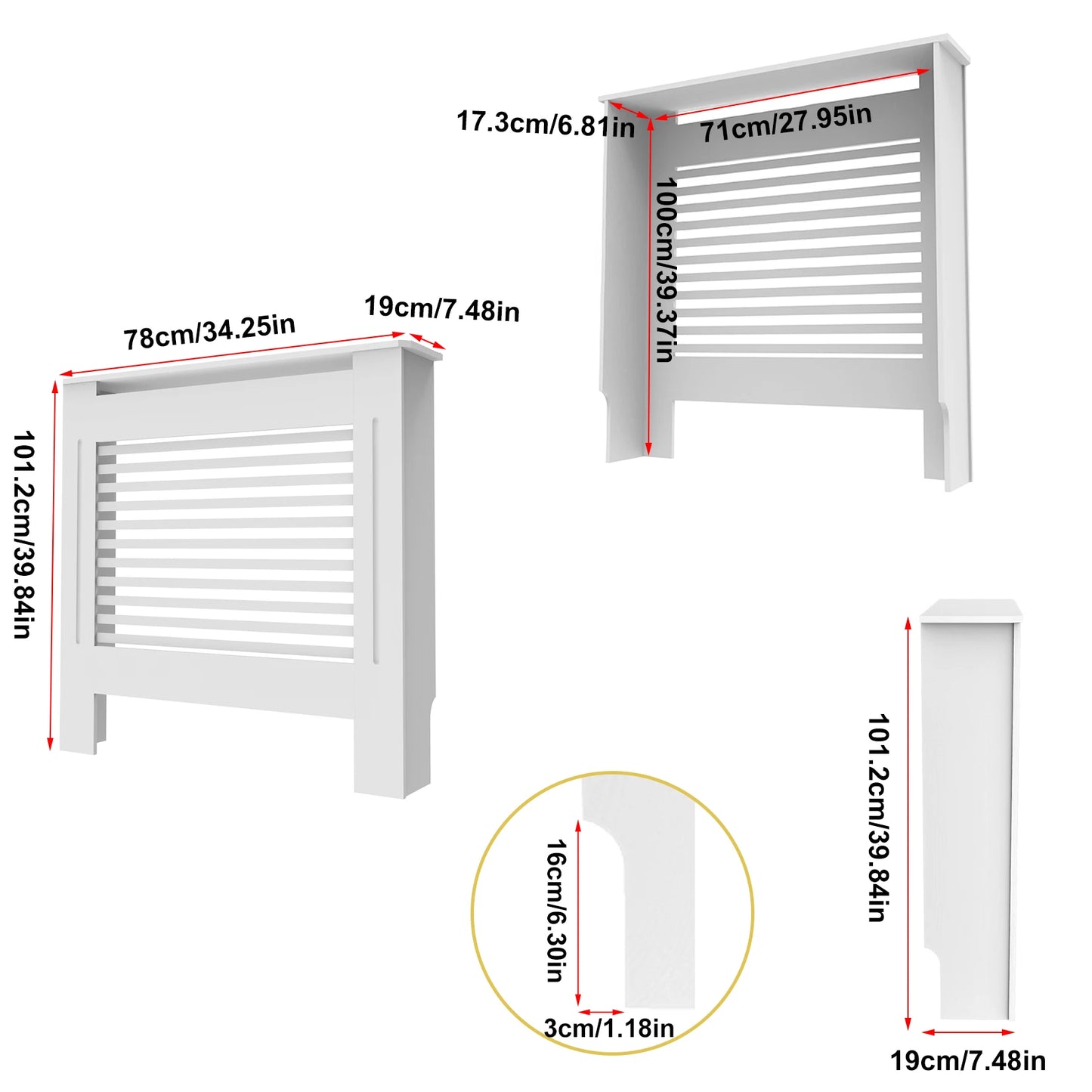 Wood Radiator Cover Cabinet White Horizontal Slat Heater Covers Modern Tall Radiator Shelf