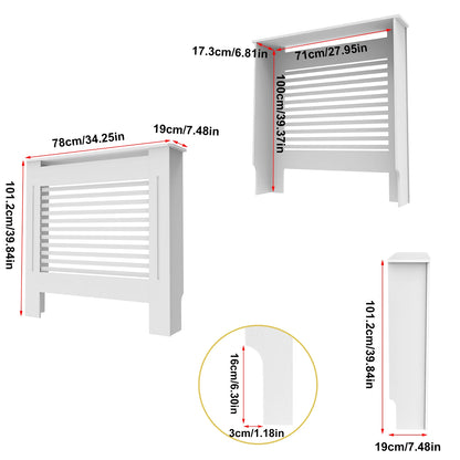 Wood Radiator Cover Cabinet White Horizontal Slat Heater Covers Modern Tall Radiator Shelf