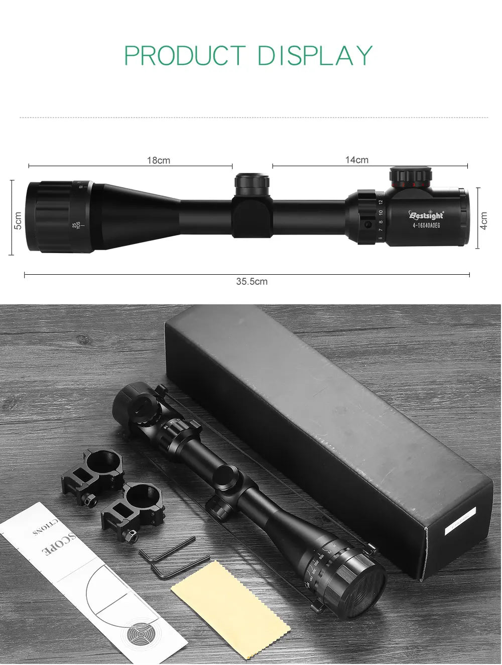 4-16X40 AOEG Rifle Scopes Red and Green Illuminated Hunting Scopes Tactical Optical Scope Riflescopes Airsoft Sight