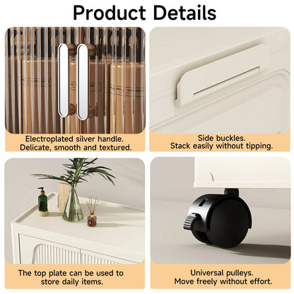 3/4 Layer Folding Storage Cabinet Storages Cabinet Waterproof Dustproof With Swivel Wheel Kitchen Bedroom Living Room Wardrobe