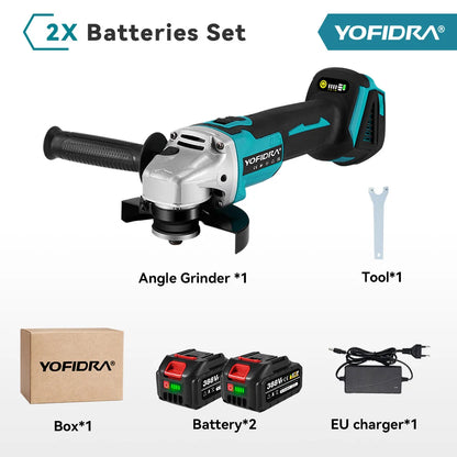 YOFIDRA 125mm Brushless Angle Grinder 14MM Cordless Cutting Polishing Cutting Machine Power Tool For Makita Battery Pin