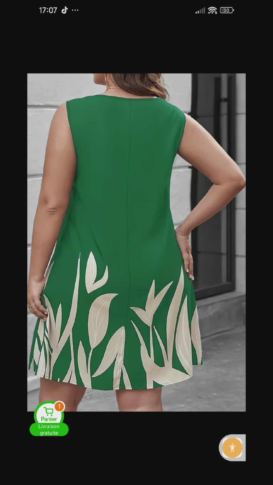 Robe Fluide Grande Taille Col V – Motif Feuilles Élégante Été - Everia Shop 