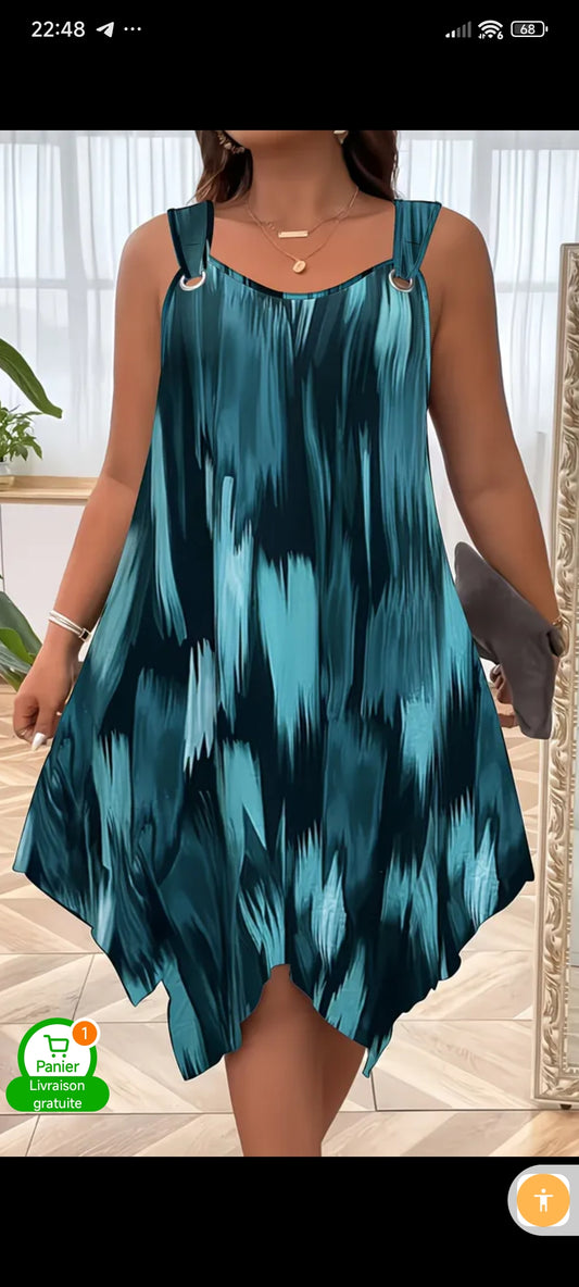 Women's Elegant Flowy Dress – Chic Gradient Pattern & Summer Comfort